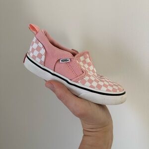 Vans Toddler Slip-On V Checkerboard Shoe - size 9 - pink